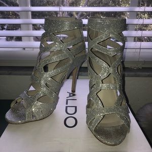 Silver Aldo Gladiator Heels